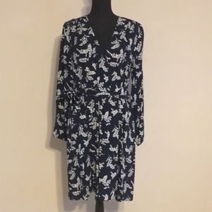 Gap long sleeve wrap dress in navy blue